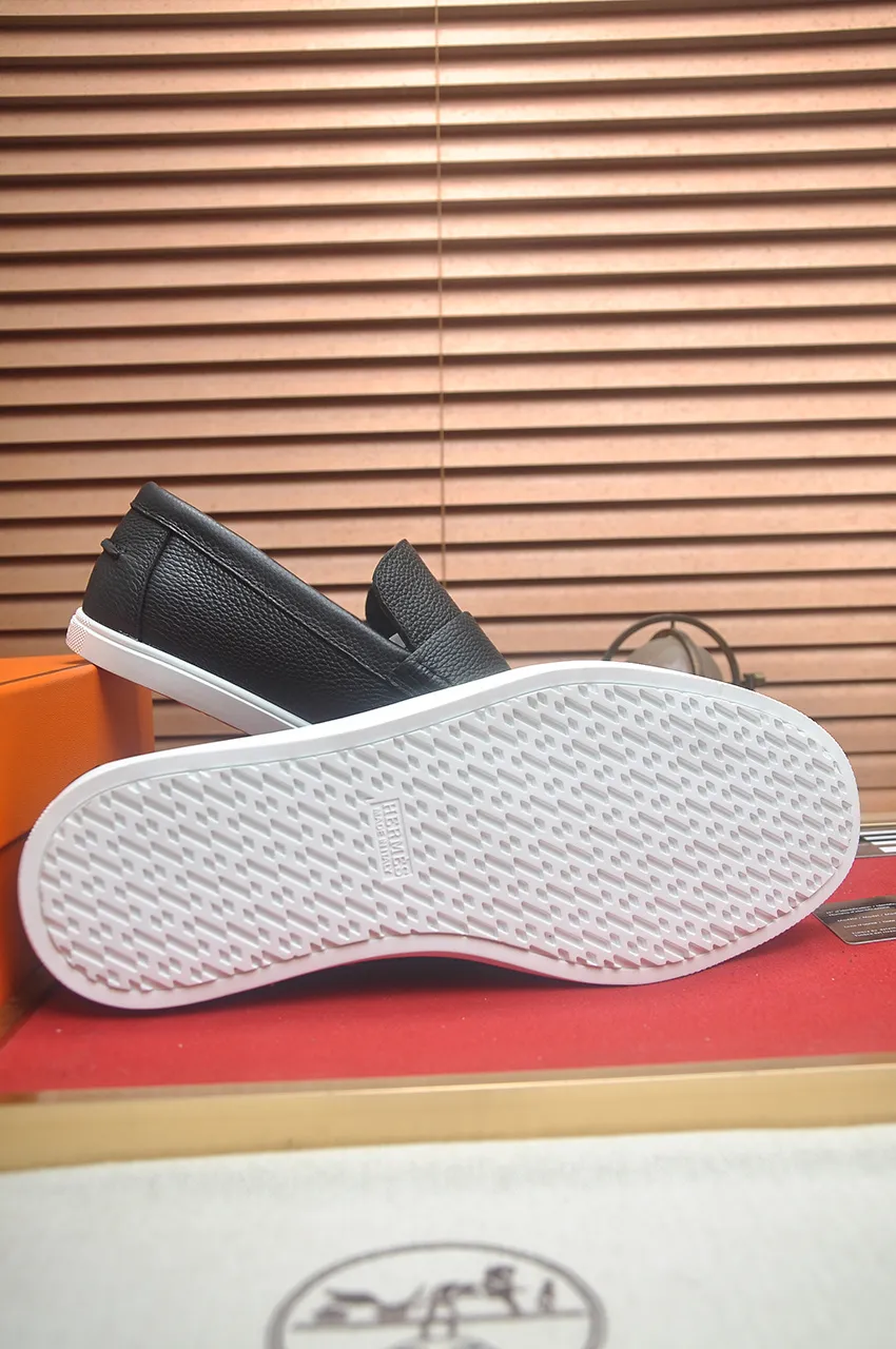 Men's Men's Shoes💰600💶【[Hermes HERMES】】(High-end Niuli) New 🍀 HERMES - top version of Hermès classic casual leather shoes! Made of imported original cowhide, the inner top layer is comfortable cowhide lining! Original wear-resistant rubber outsole! High quality products! Code number 39-45 (45 customized)